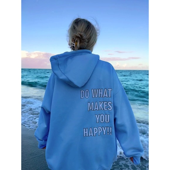 Do What Makes You Happy Hoodie - Ocean Blue - Picture 1 of 4